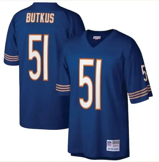 Blue Chicago Bears football jersey with number 51 and BUTKUS on the back
