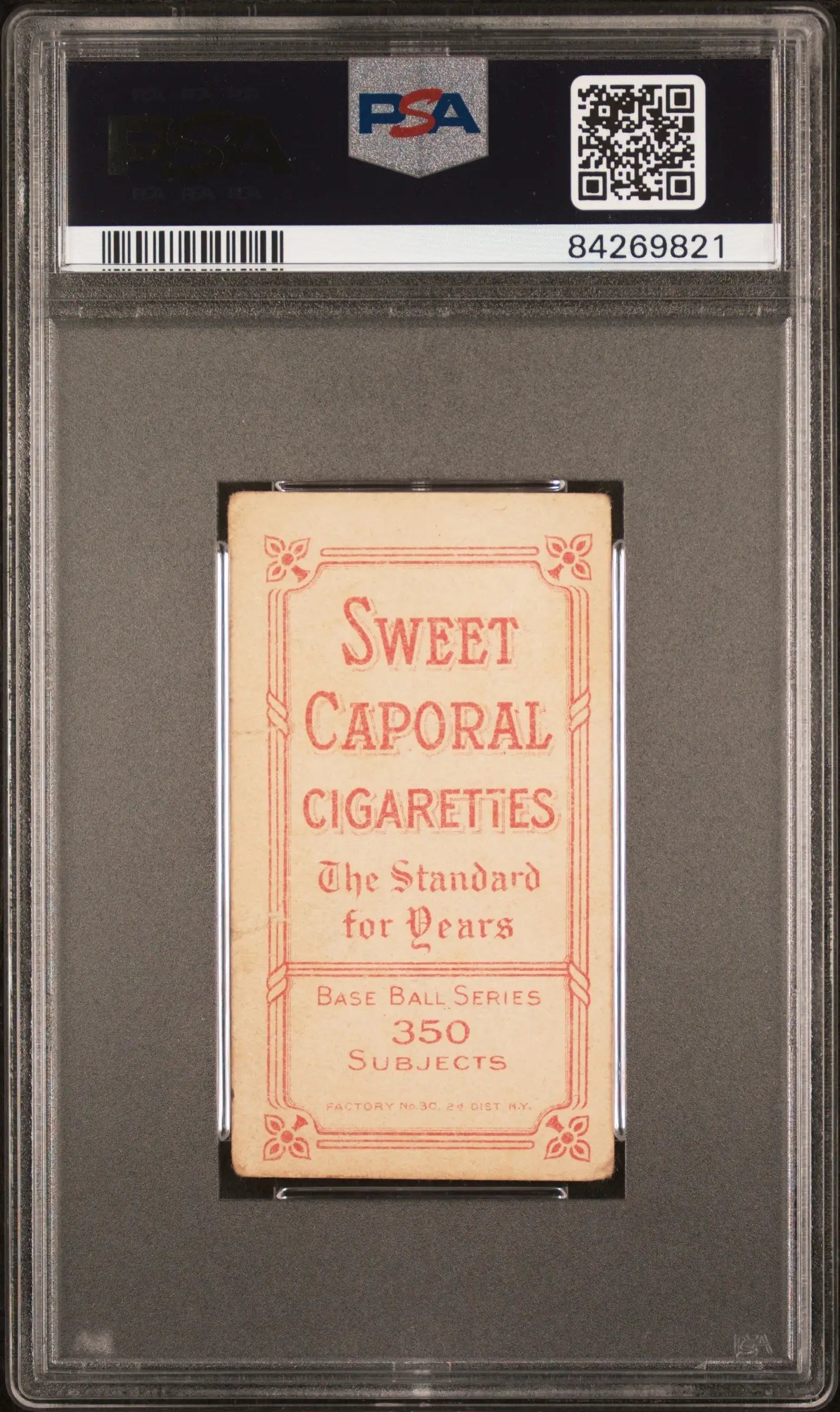 Vintage Dick Egan T206 Sweet Caporal cigarette pack in PSA holder for collectors