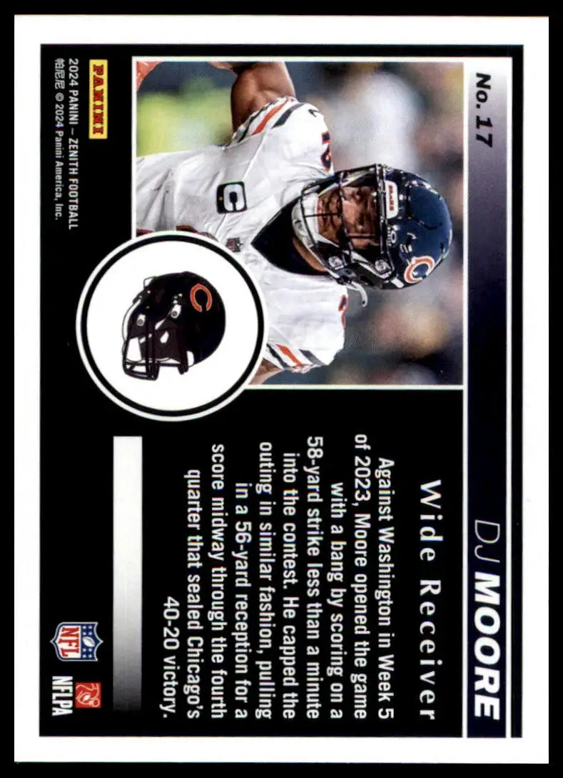 DJ Moore football card from Panini Zenith 2024 Chicago Bears product
