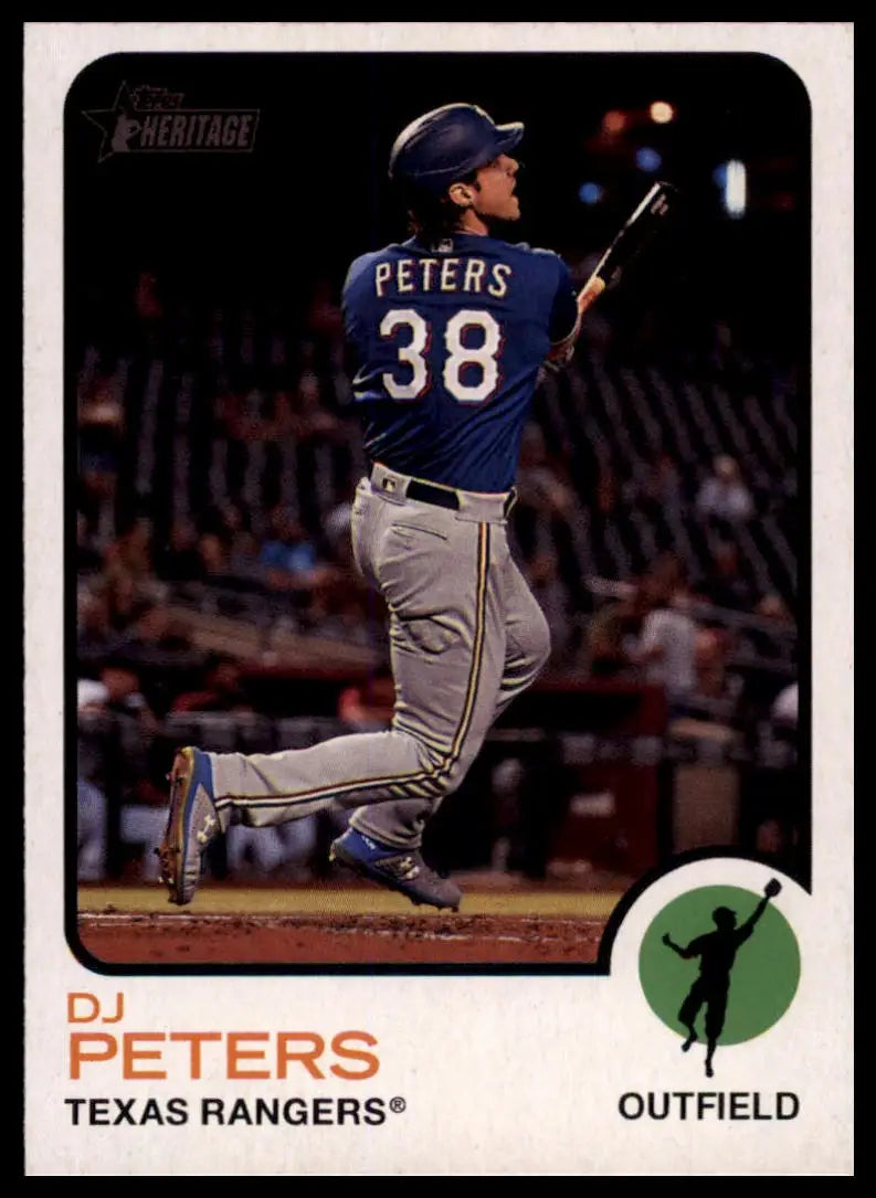 Baseball card of DJ Peters from 2022 Topps Heritage Texas Rangers series