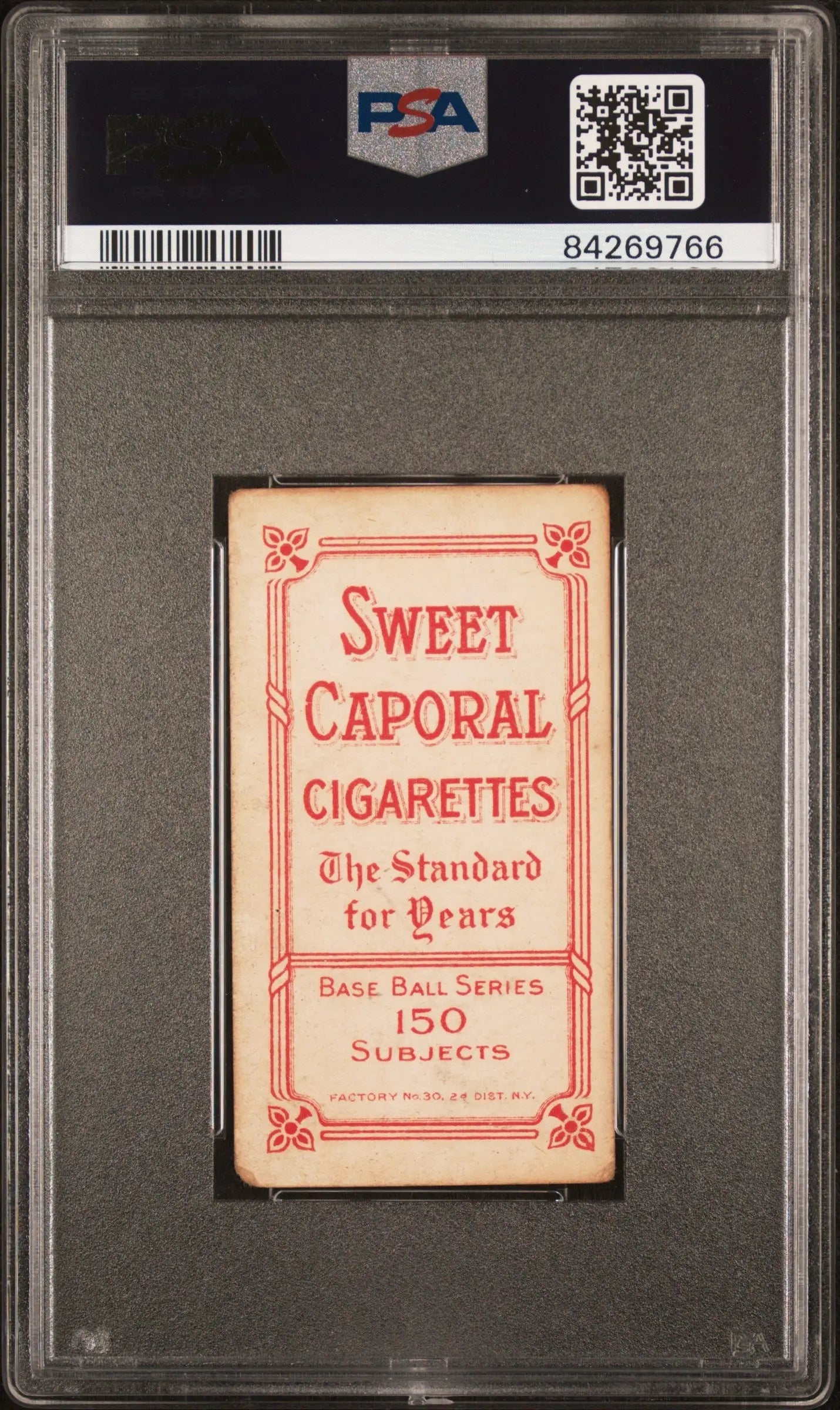 Vintage Doc White T206 Sweet Caporal cigarette card in graded protective case