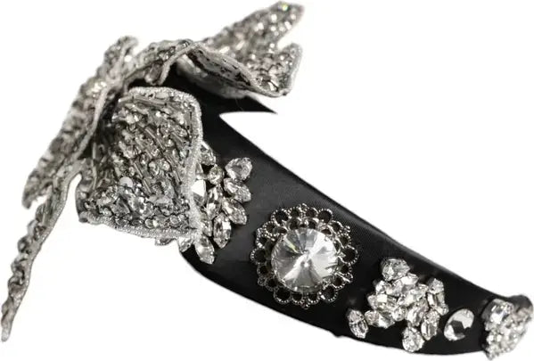 Black hairband with silver and crystal floral geometric designs from Dolce & Gabbana Limoni Crystal collection