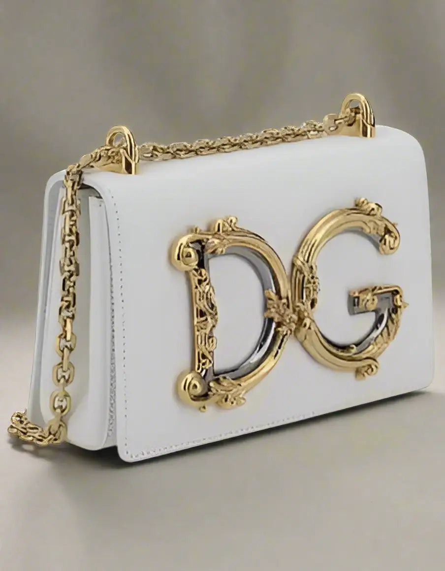 Dolce & Gabbana white leather LOGOED SHOULDER BAG - Handbag