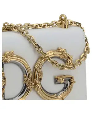 Dolce & Gabbana white leather LOGOED SHOULDER BAG - Handbag