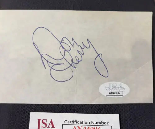 Autographed paper with certification for Don Cherry Boston Bruins trading cards