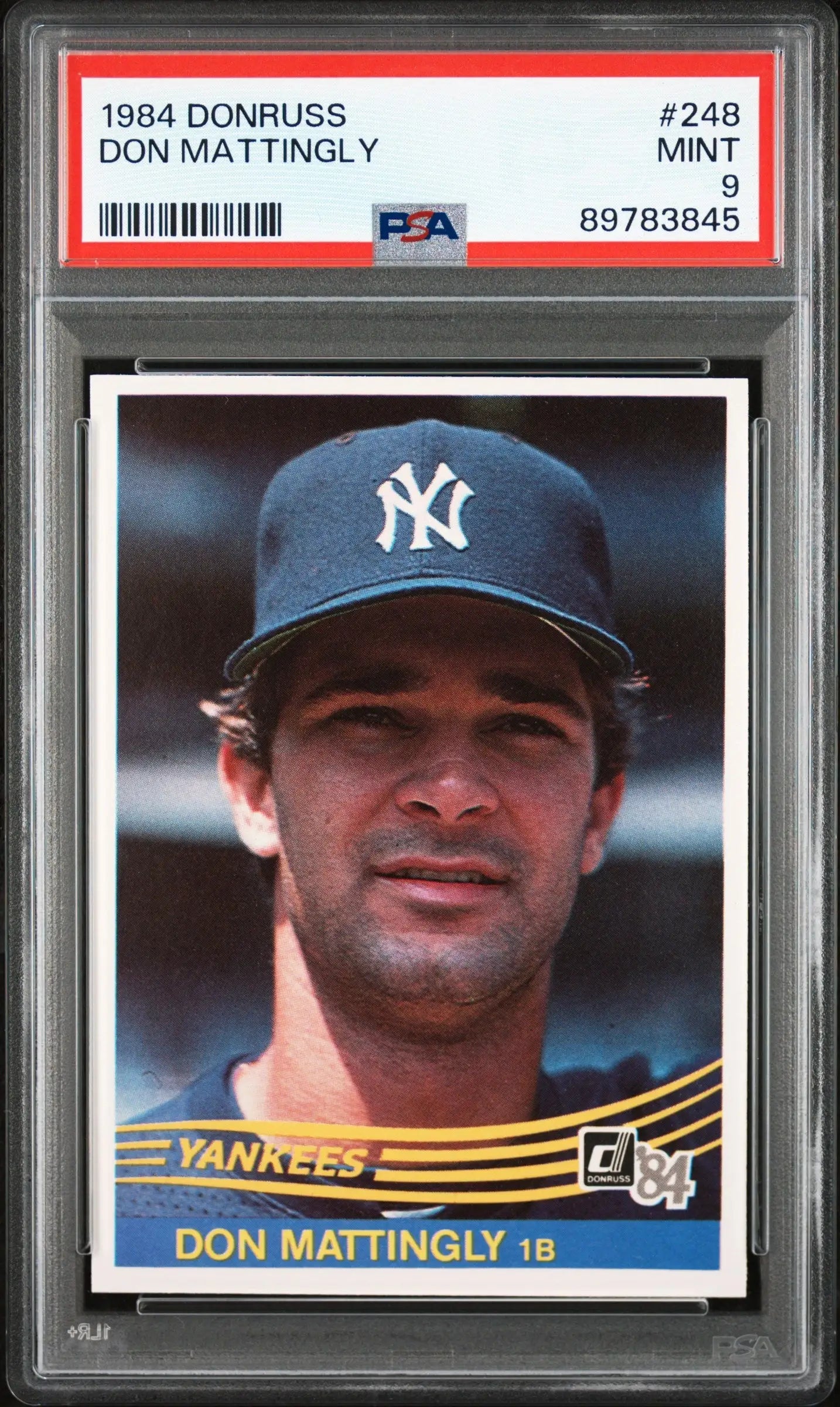 Graded Don Mattingly baseball card 1984 Donruss #248 PSA 9 Mint