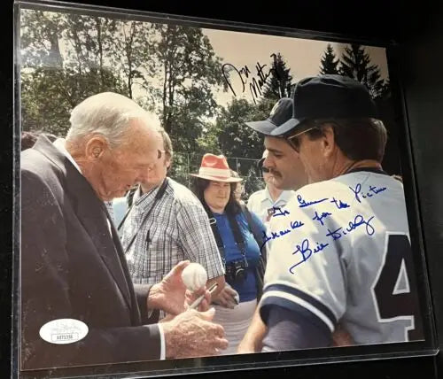 Don Mattingly and Bill Dickey dual signed vintage auto 8x10 photo JSA NY Yankees