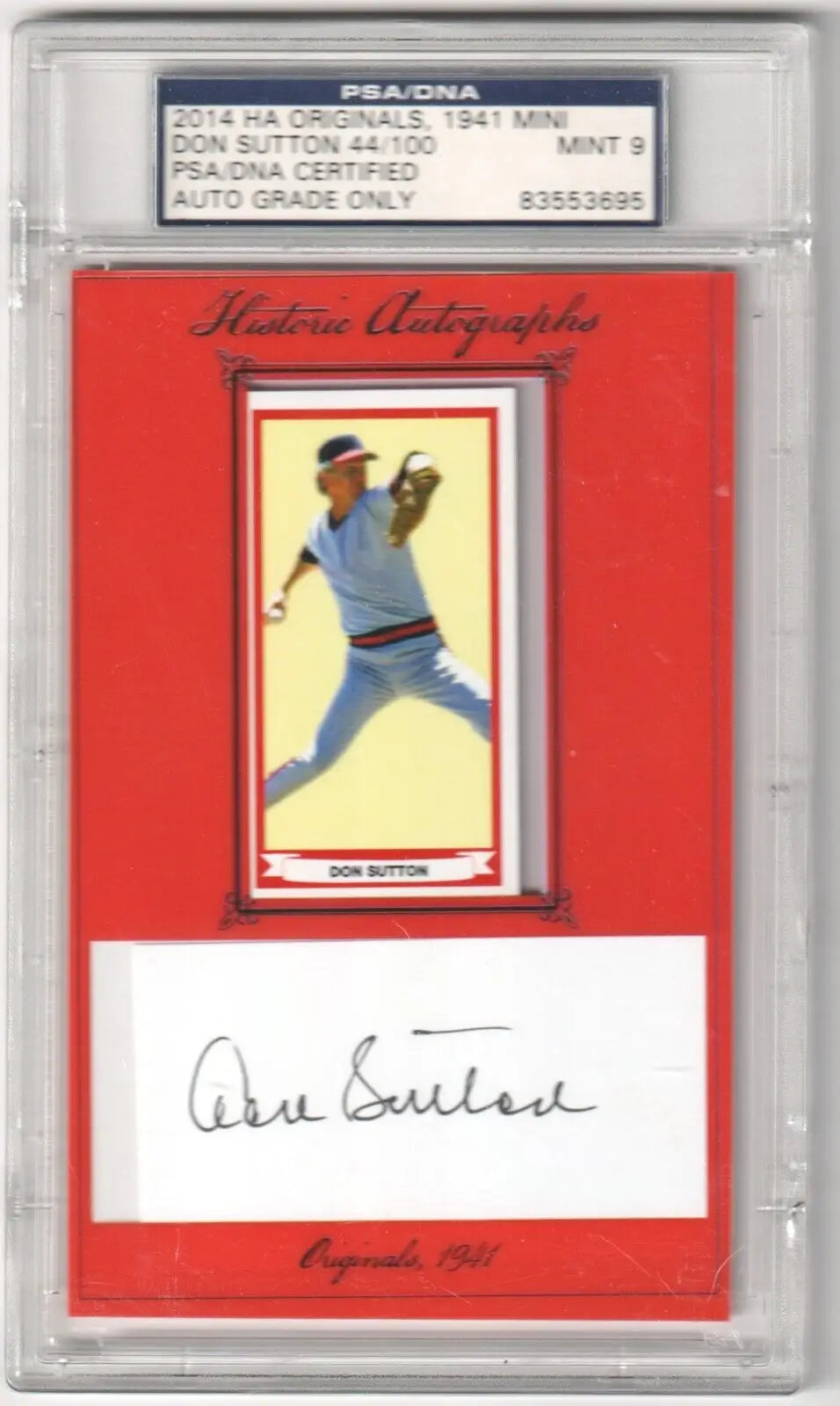 Don Sutton autographed baseball card from Columbia Hobby eBay store in mint PSA 9 condition