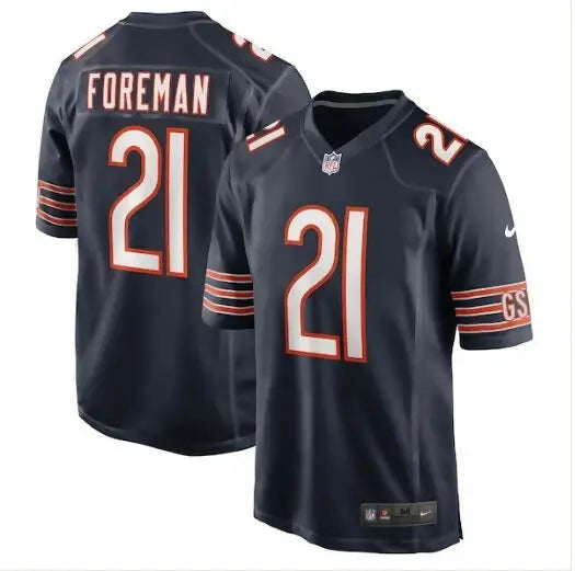 Dark blue Donta Foreman Chicago Bears Nike Game Jersey with number 21 and name Foreman