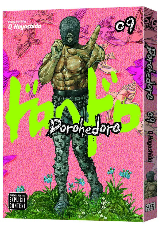Dorohedoro graphic novel volume 09 mature manga displayed with trading cards
