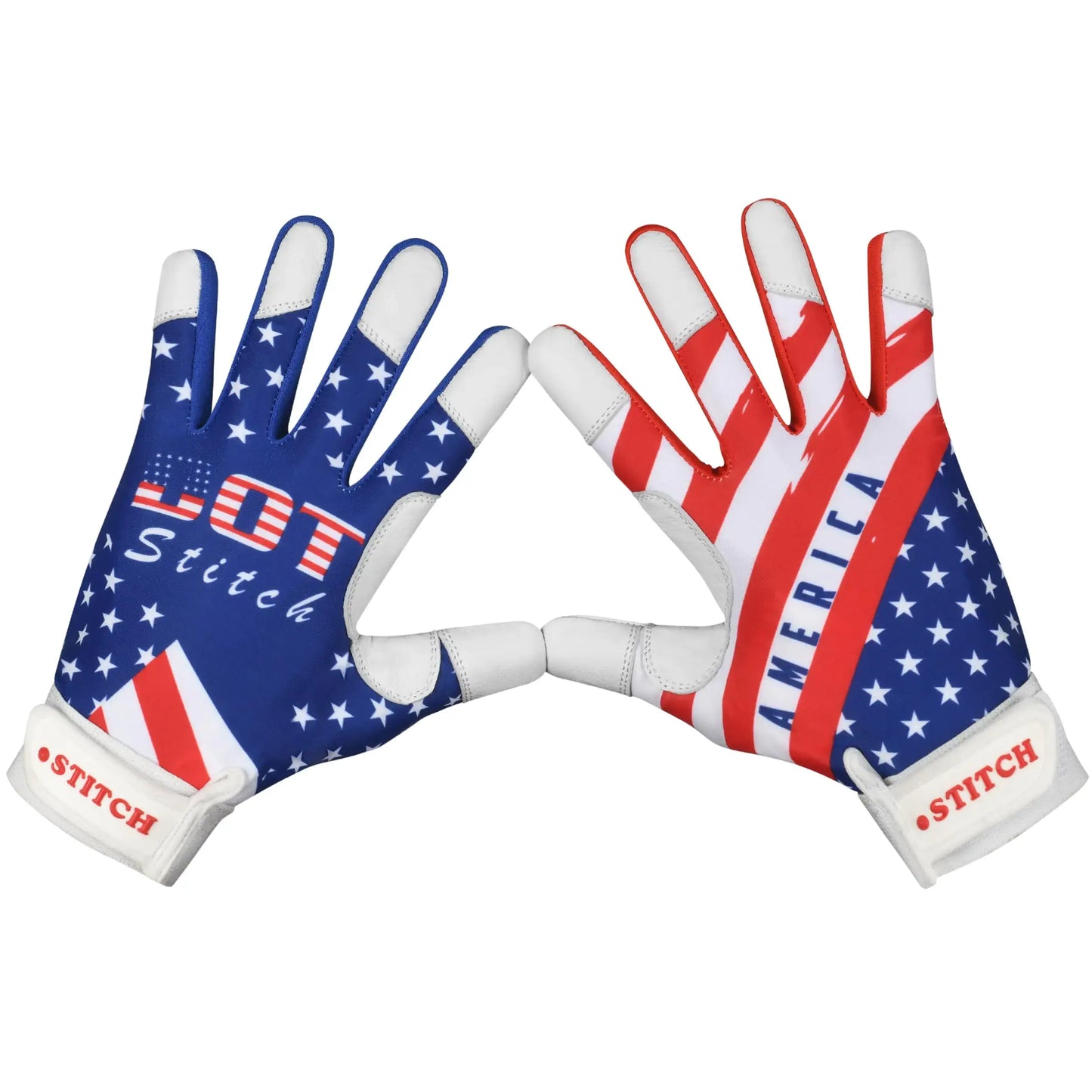 Patriotic-themed softball batting gloves with American flag design for men and youth