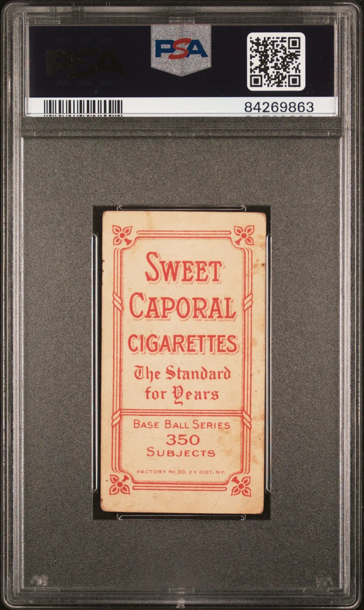 Vintage Dots Miller T206 Sweet Caporal 350/30 trading card in PSA 3 case