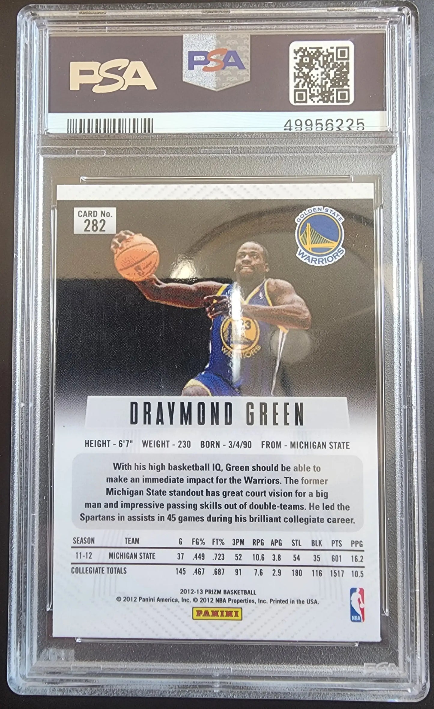 PSA-graded Draymond Green 2012 Panini Prizm #282 Gem Mint basketball card shot