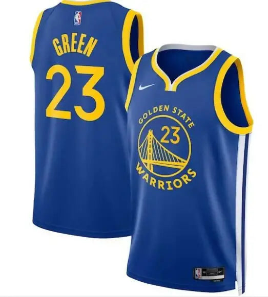 Blue Golden State Warriors Nike Swingman jersey with GREEN 23 on the back
