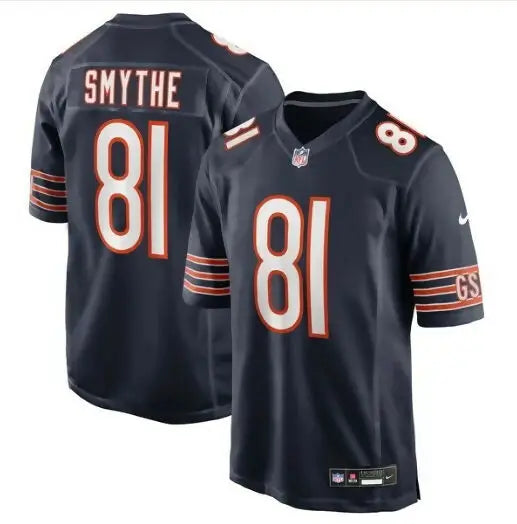 Dark blue Durham Smythe Chicago Bears Nike Game Jersey with number 81 and Smythe on back