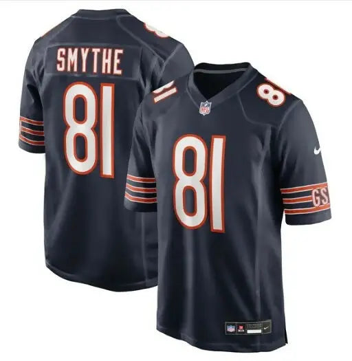 Dark blue Durham Smythe Chicago Bears Nike Game Jersey with Number 81 and name Smythe