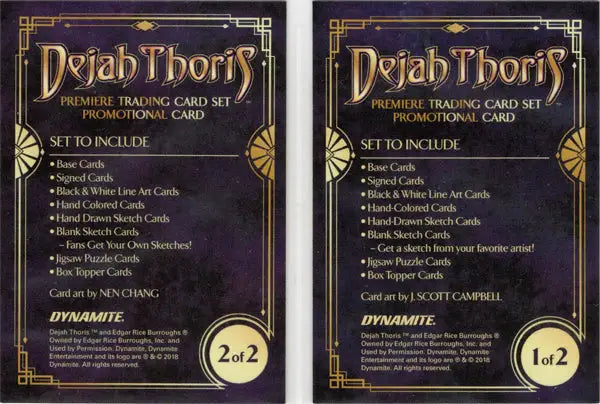 Trading cards packaging for Dynamite 2019 Dejah Thoris Two Card Set with Art Deco design