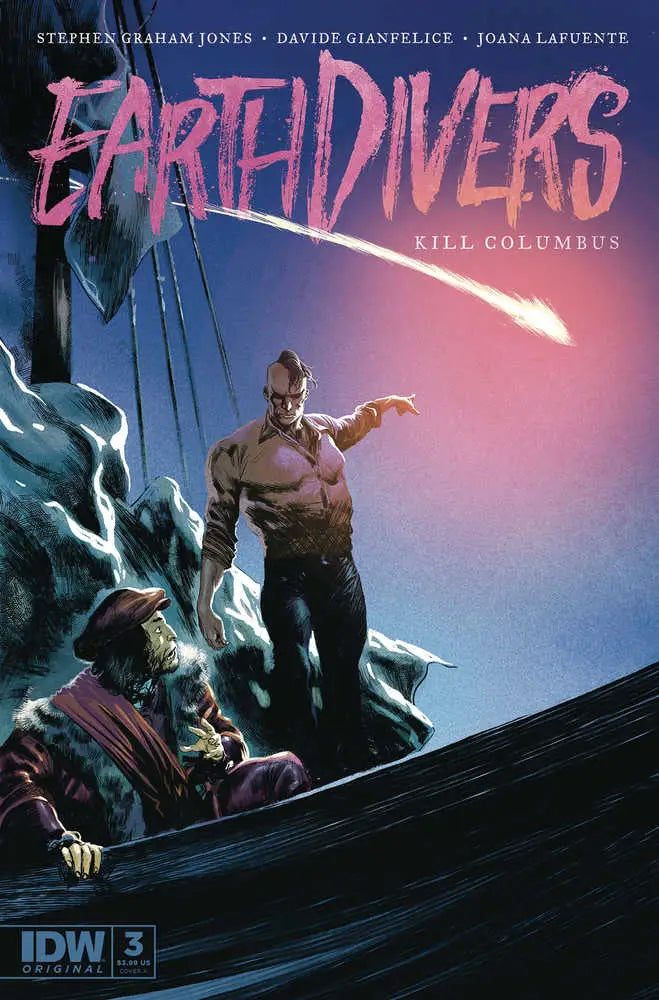 Comic book cover for Earth Divers #3 features dramatic night sky with glowing meteor trail
