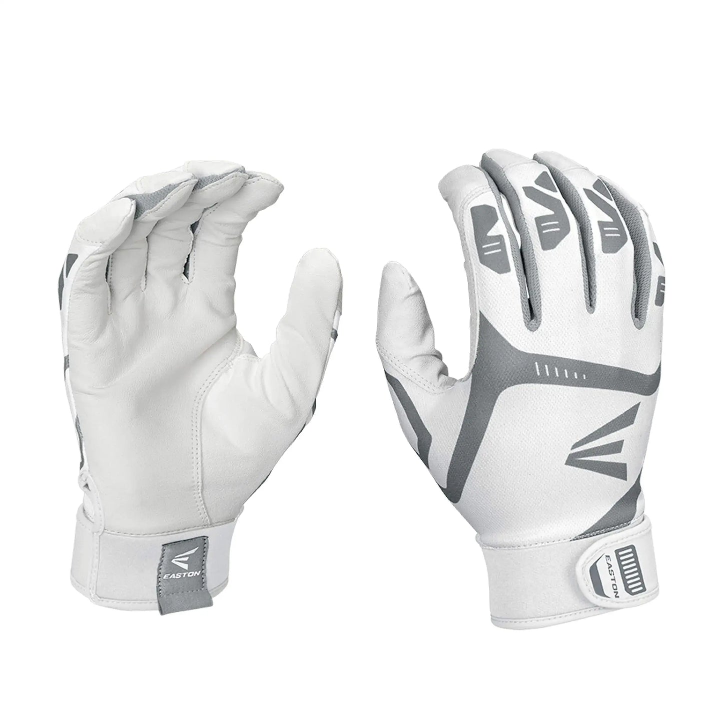 EASTON GAMETIME Batting Gloves Youth Large White and Grey for baseball and softball