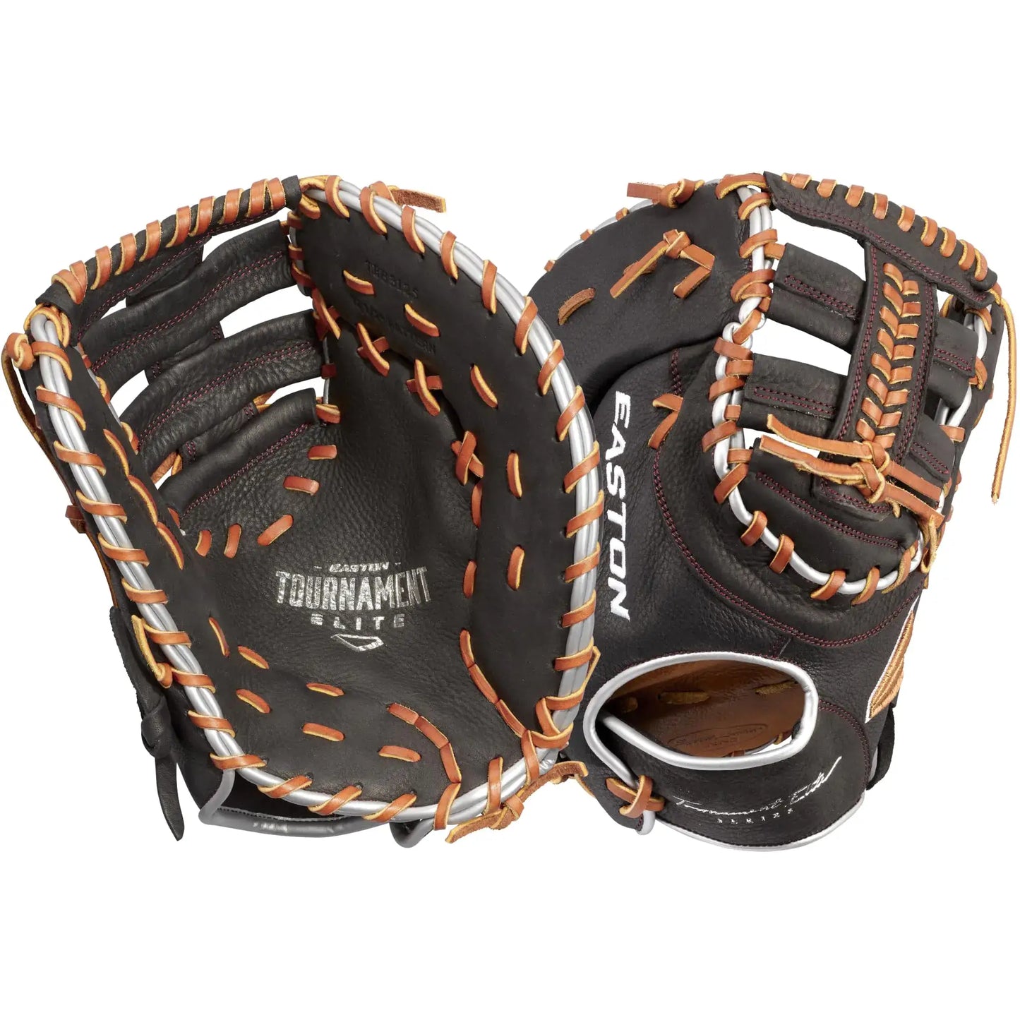Easton Tournament Elite Baseball First Base Mitt in brown and black for right-hand throw