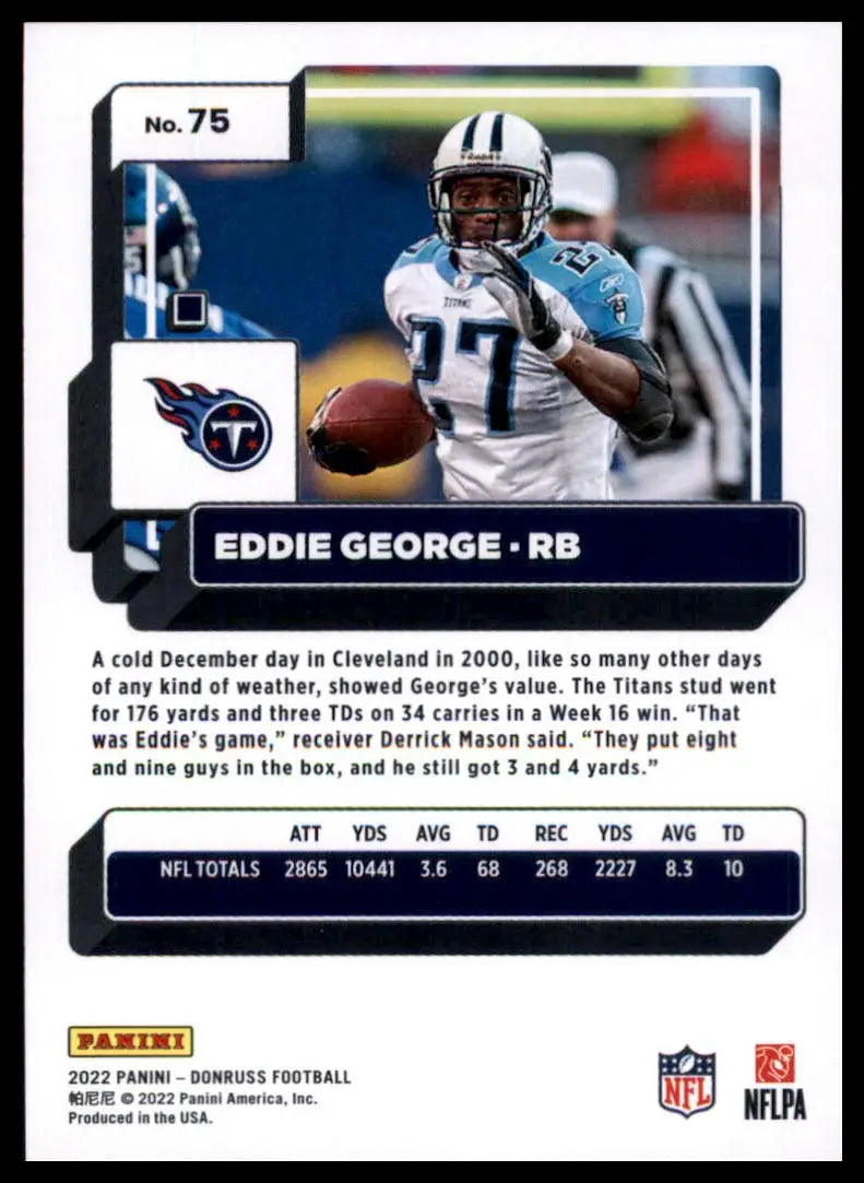 Eddie George football card from 2022 Donruss set featuring Tennessee Titans player