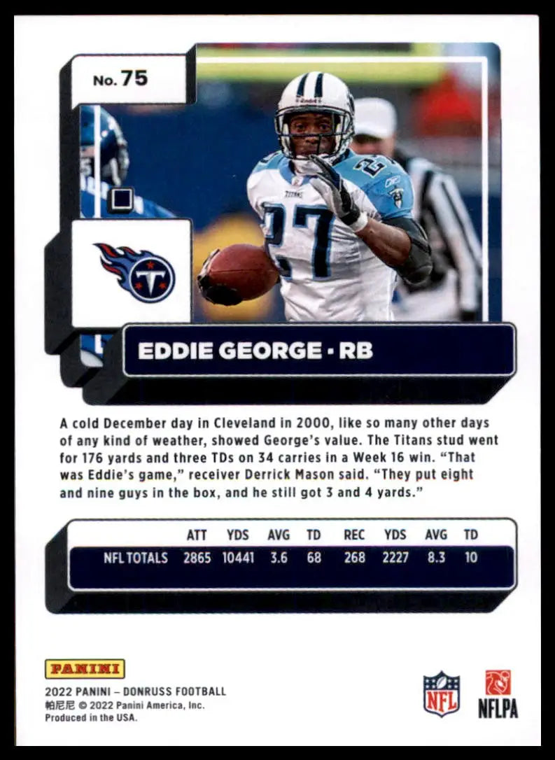 Eddie George football card from 2022 Donruss Tennessee Titans series