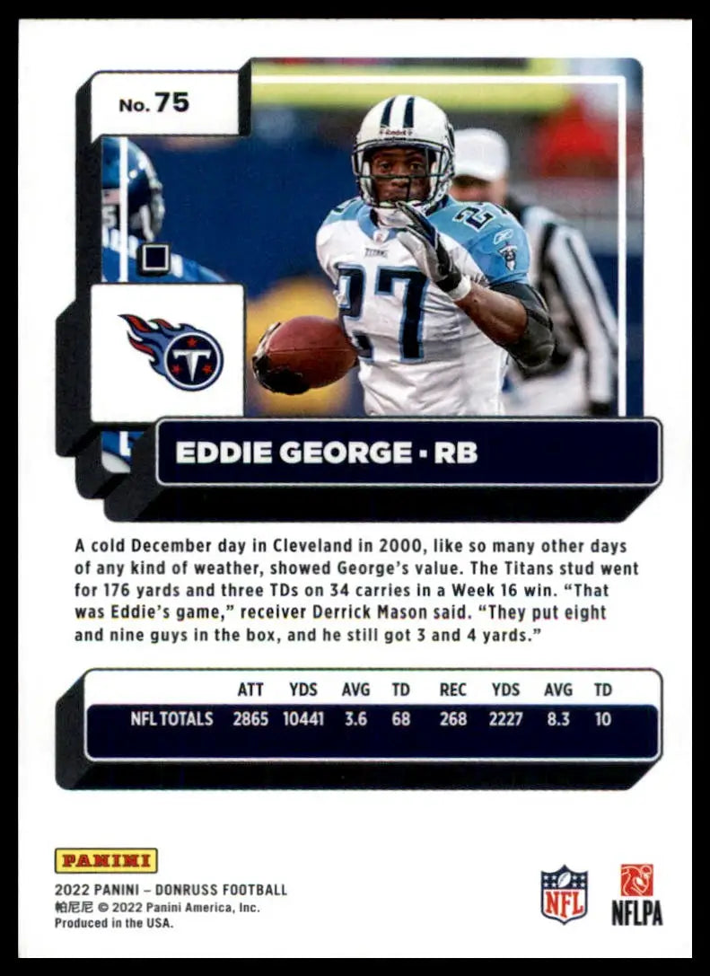 Eddie George football card from 2022 Donruss series featuring Tennessee Titans player