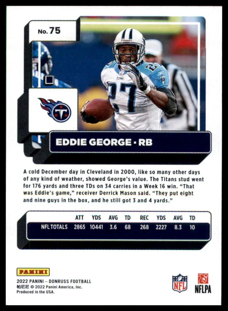 Eddie George football card from 2022 Donruss Tennessee Titans collection