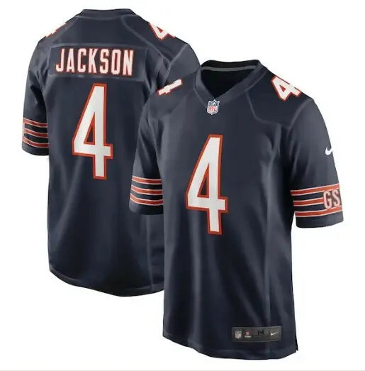 Dark blue Eddie Jackson Chicago Bears Nike Game Player Jersey with Jackson and number 4