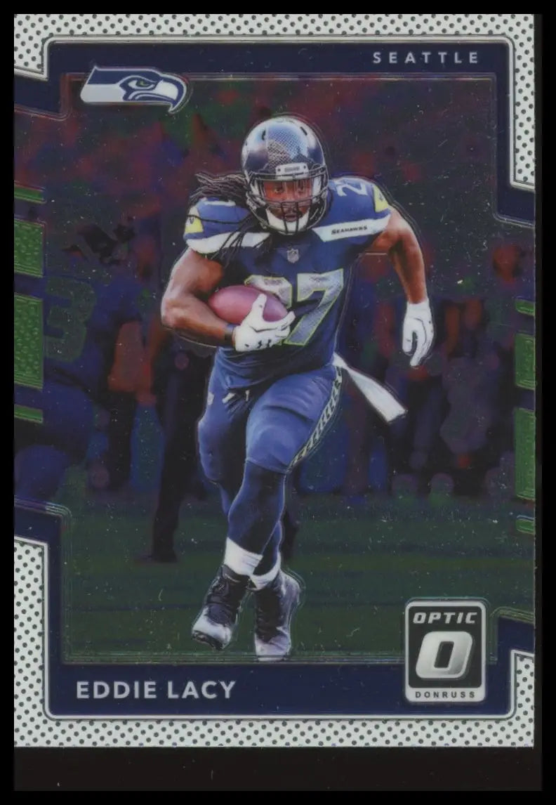 Collectible Eddie Lacy football card from Donruss Optic featuring Seattle Seahawks player
