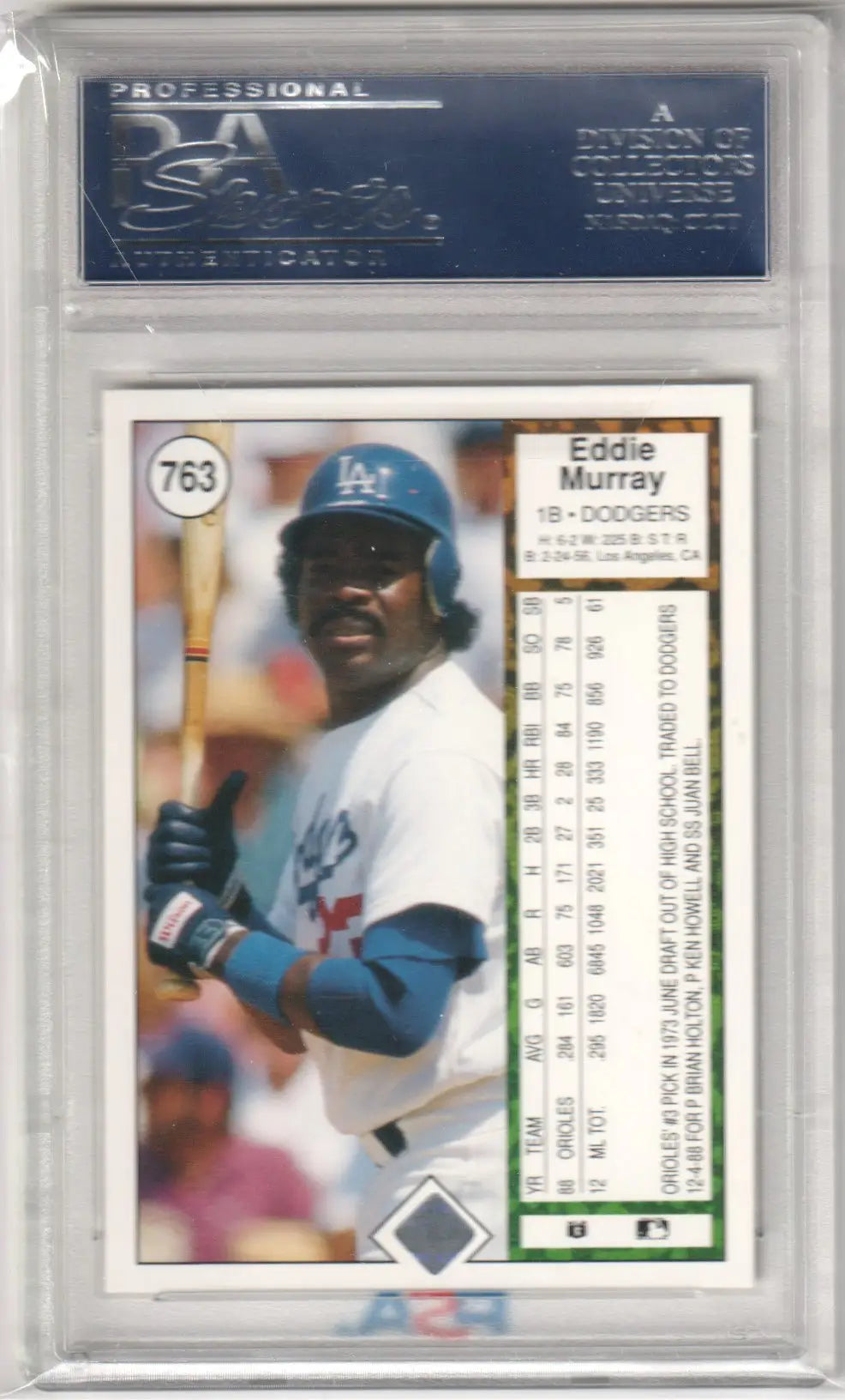 Eddie Murray baseball card from Upper Deck 1989, GEM MINT PSA 10, Columbia Hobby