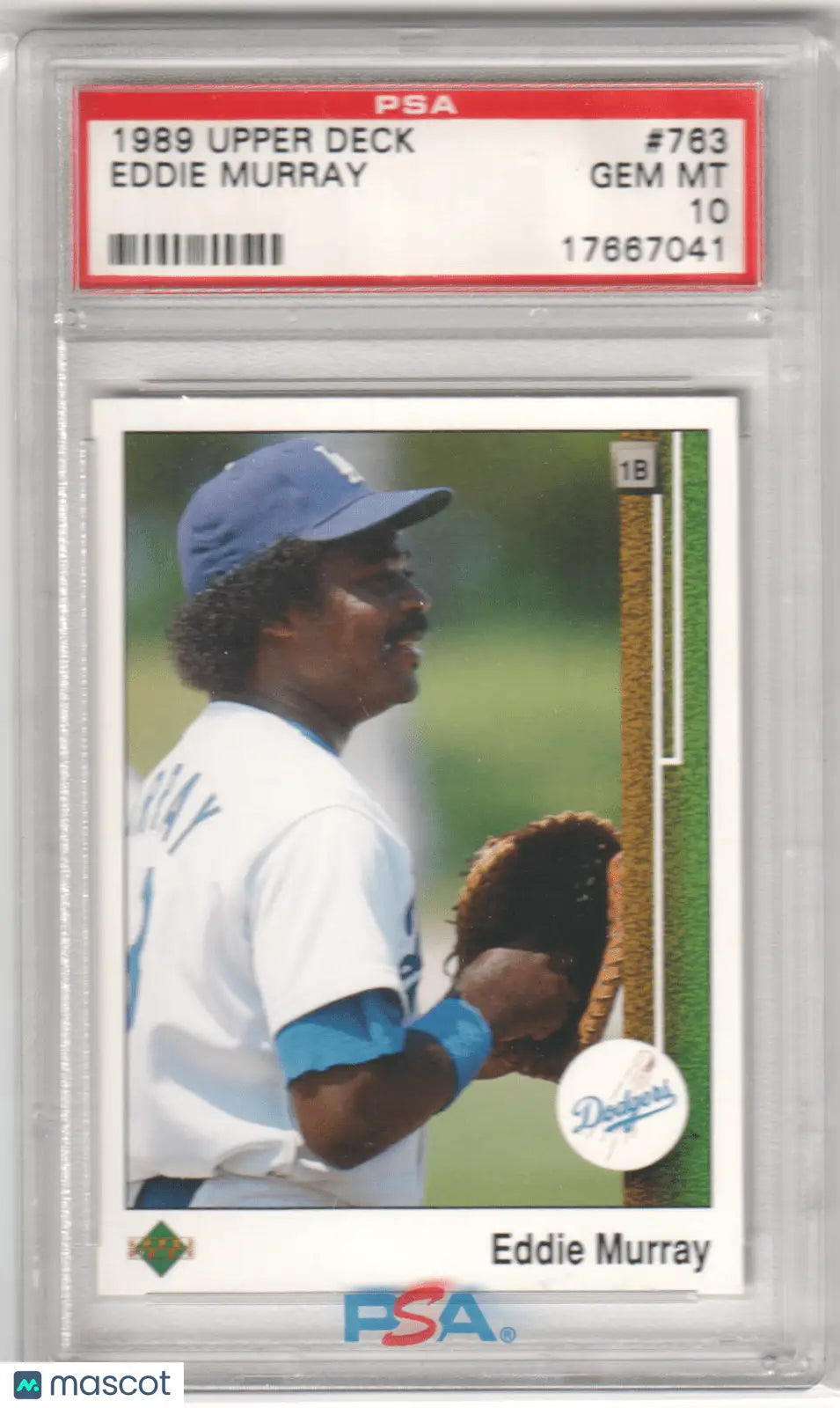 Graded Eddie Murray baseball card from Upper Deck 1989, PSA 10 Gem Mint, Columbia Hobby