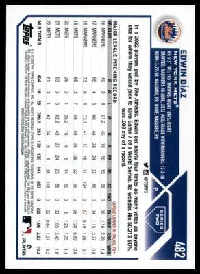 Edwin Díaz baseball card from 2023 Topps collection featuring New York Mets player