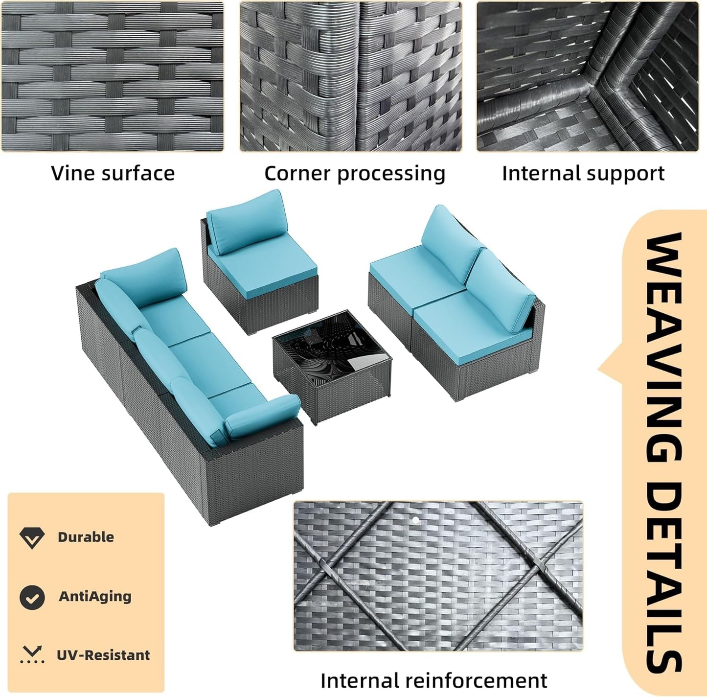 All-Weather Outdoor Sectional Sofa Set for Patios-4