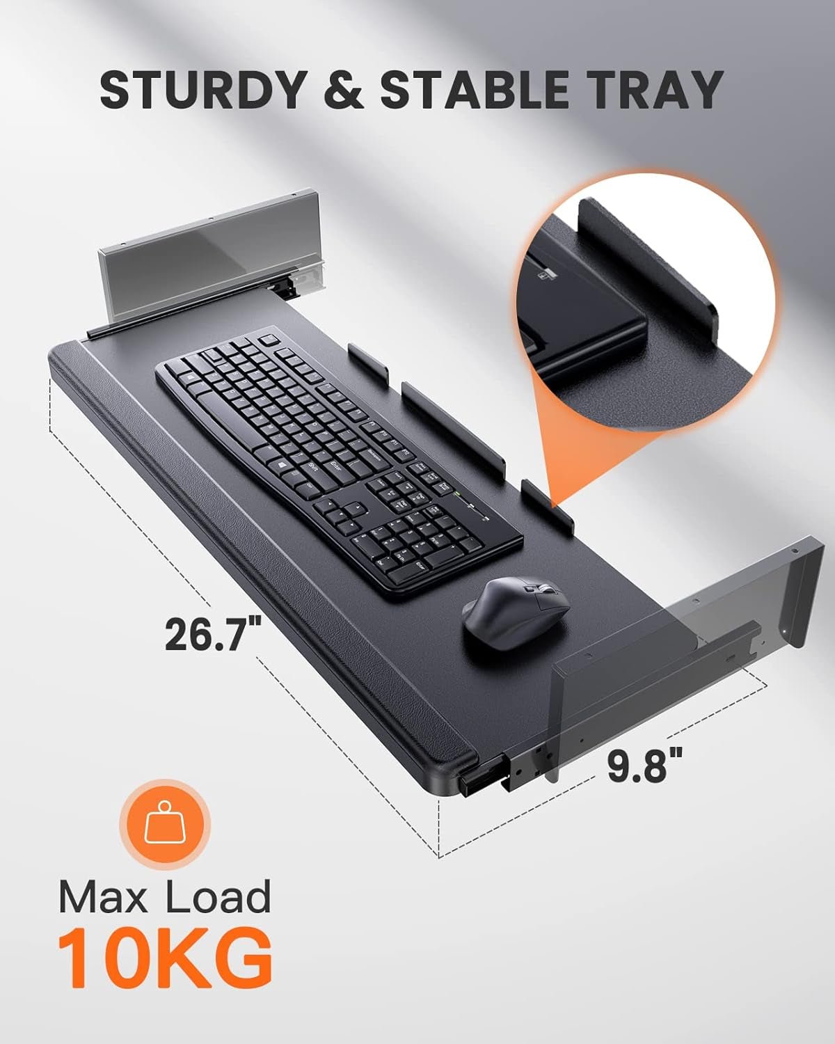 Electric Standing Desk with Adjustable Height Keyboard Tray-4