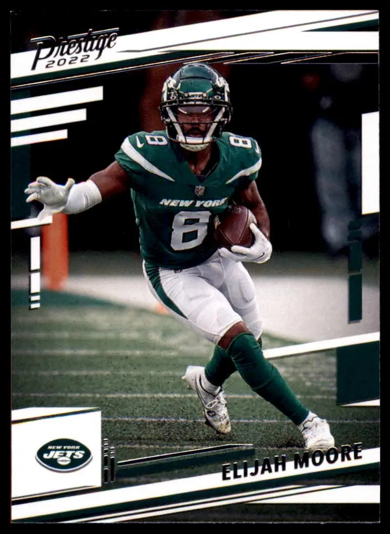 Elijah Moore football card from Panini Prestige 2022 New York Jets series