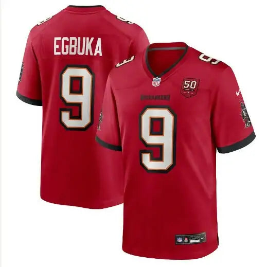Red Emeka Egbuka Tampa Bay Buccaneers Nike Game Jersey with number 9 and Egbuka on back