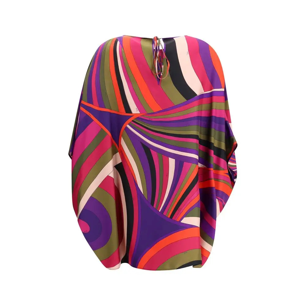 Emilio Pucci Short Caftan in silk with Marmo print - One Size