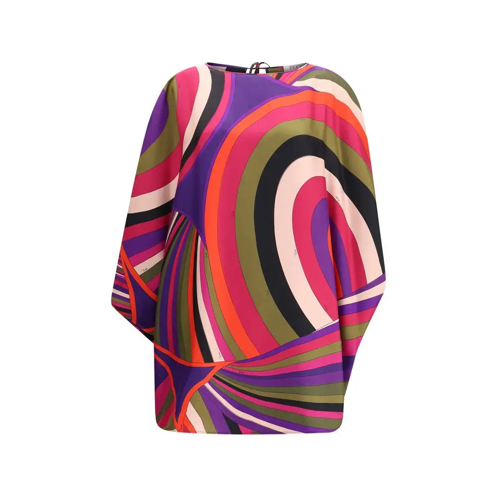 Emilio Pucci Short Caftan in silk with Marmo print - One Size