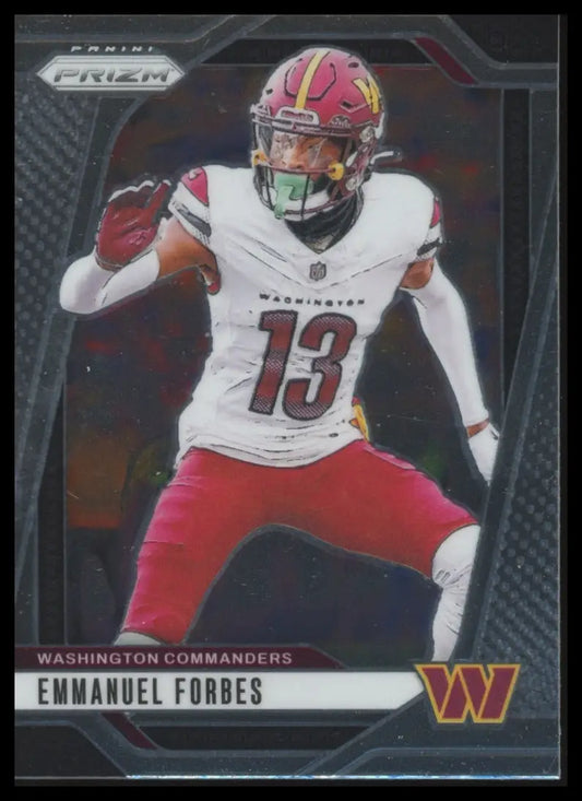 Football trading card of Emmanuel Forbes from Panini Prizm 2024 Washington Commanders