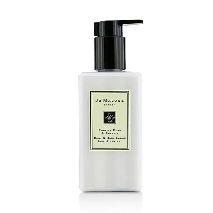 White rectangular pump bottle of Jo Malone English Pear & Freesia Body Lotion