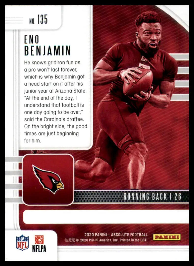 Eno Benjamin 2020 Panini Absolute Football trading card from Arizona Cardinals rookie series