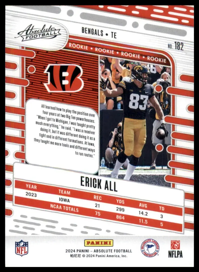 Erick All 2024 Panini Absolute Black rookie card Cincinnati Bengals product image