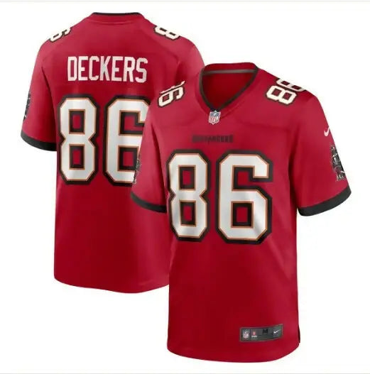 Red Tampa Bay Buccaneers Nike Game Jersey with number 86 featuring Evan Deckers
