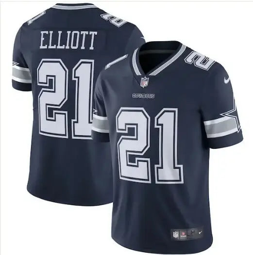 Navy Dallas Cowboys Ezekiel Elliott NFL jersey with number 21 and ELLIOTT on back