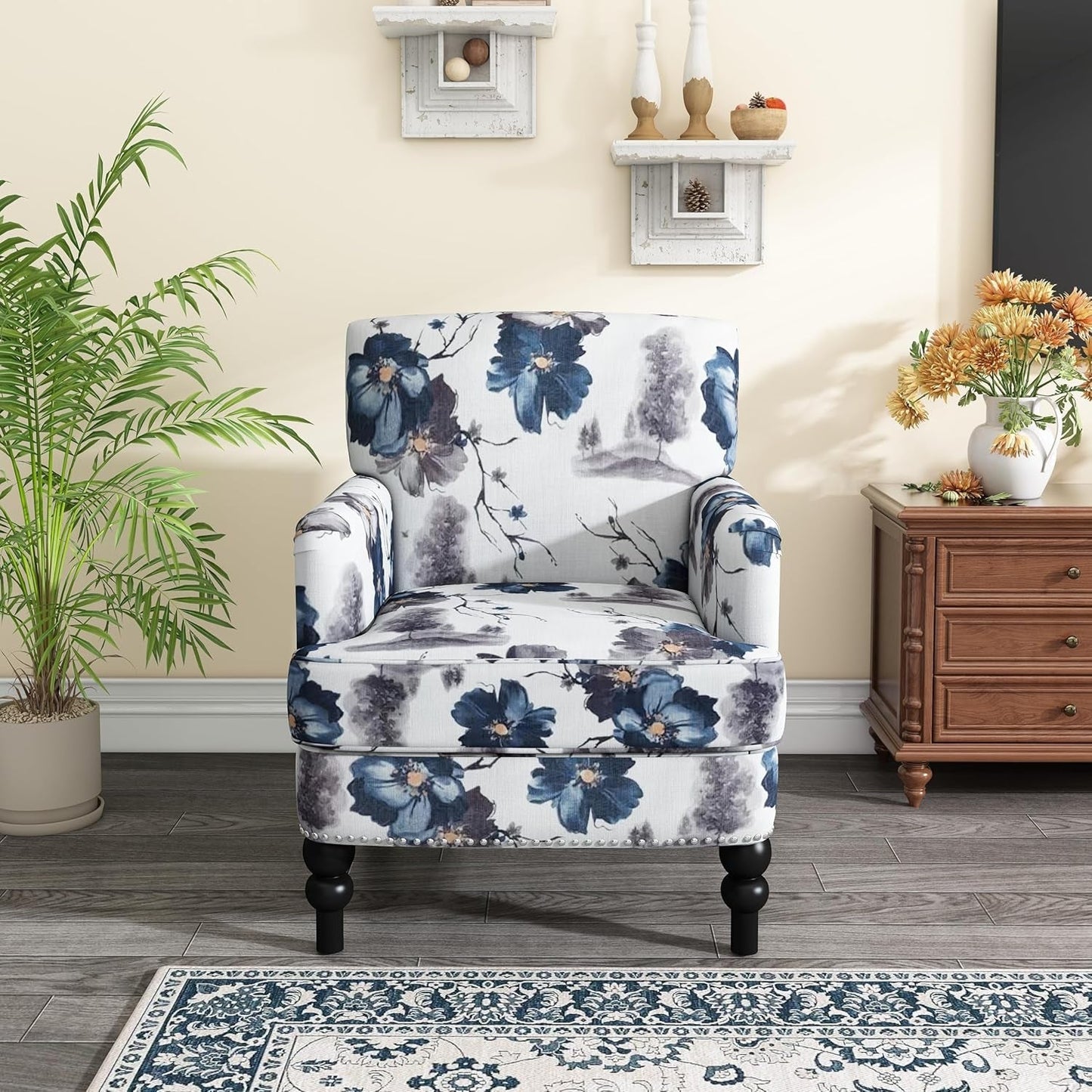 Boaz Floral Print Fabric Club Chair 32 Inch Depth Polyester-4