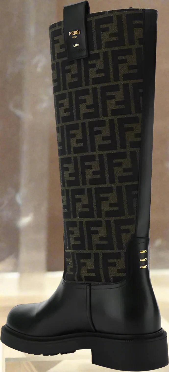 FENDI Women’s Monogram Leather Boots | Iconic Luxury Style