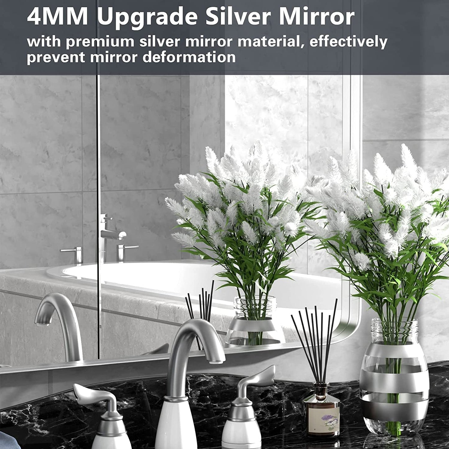Brushed Silver Bathroom Mirrors for Wall, 30X40 Inch-4