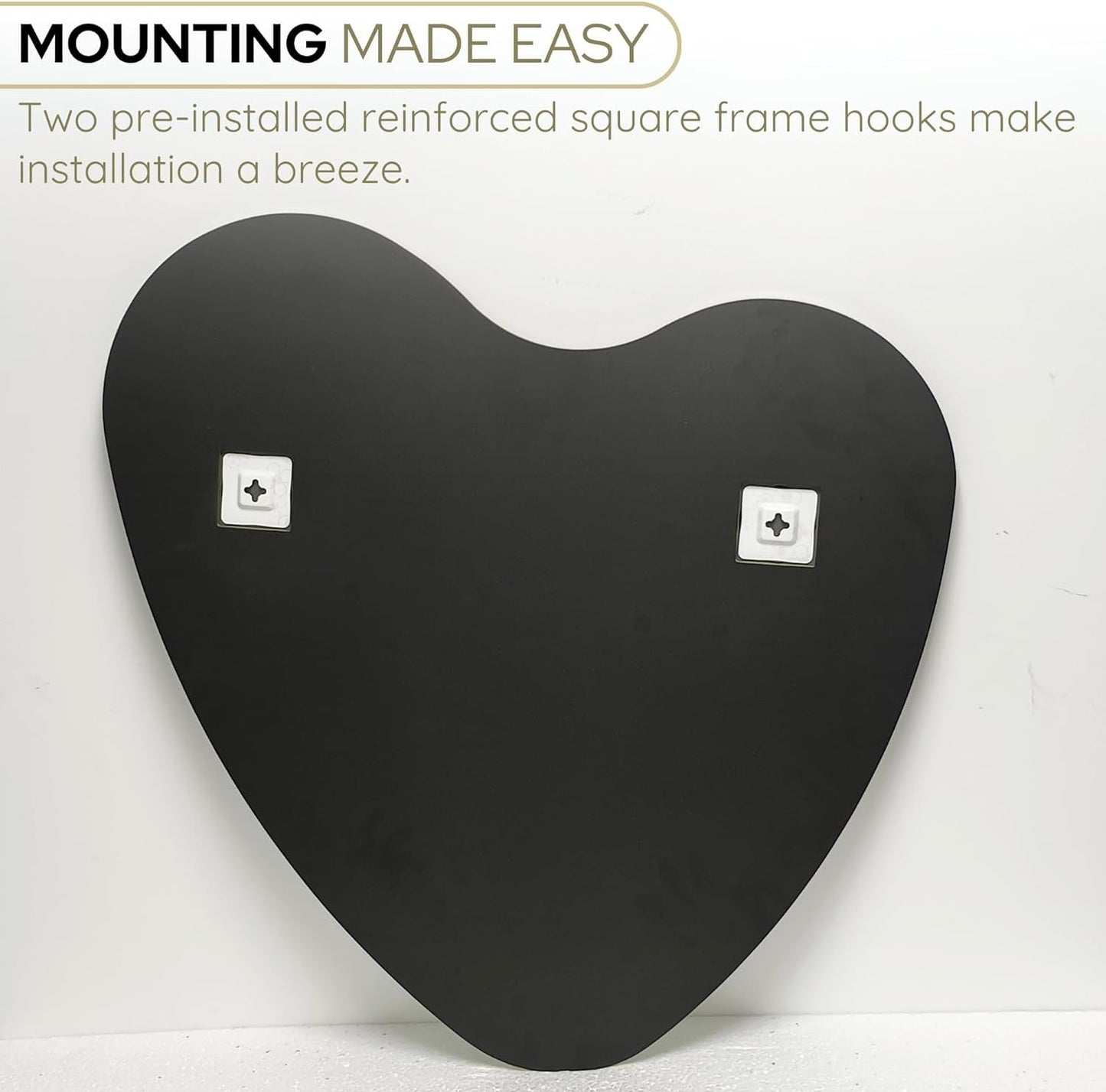 Elegant Irregular Heart Wall Mirror with Hand-Drawn Shape and Frameless Brass Edging - Modern Home Decor for Bedroom, Bathroom, Nursery, or Dorm Room - Large 26” X 26”-4