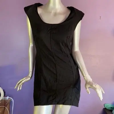 Black dress size 8 by Erik Hart, sleeveless mini LBD with scoop neck and seam details